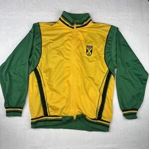 Jamaica Jacket Exist Men's Track Suit Top Full Zip Embroidered Green Size Large